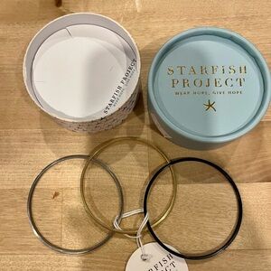 Gold, Silver, and Black Bangles Set